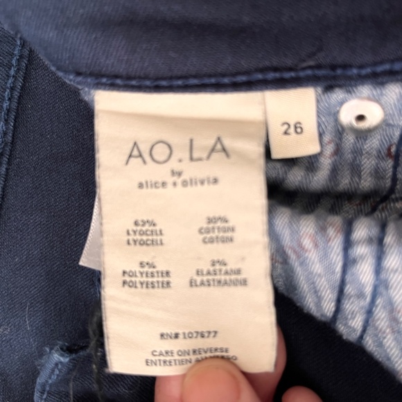 AO LA by ALICE + OLIVIA Jeans Women 5 Pocket Skinny Navy Stretch Zip -  Size 26 - Picture 3 of 6